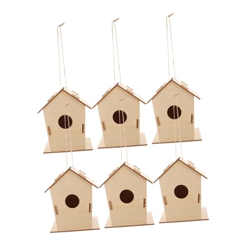 SOIMISS 6 Stück Teiliges DIY Vogelhaus aus Holz zum Bemalen für Unbemalte Stabile Vogelhäuser für Draußen Fördert Kreativität Feinmotorik und Naturverständnis Beim Basteln und Malen von SOIMISS