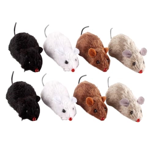 SOIMISS 8 Stück Teiliges Plüsch Mäuse für Katzen Batteriefrei Wind Up Ratten Langlebig Interaktives Katzenspielzeug zur Beschäftigung und Stimulation Zufällige Farben Zufällige Farbe von SOIMISS