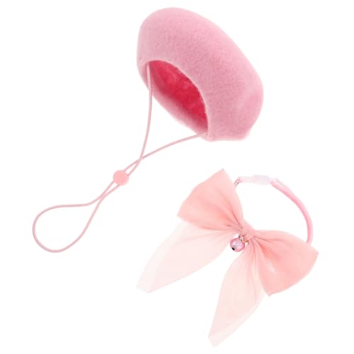 SOIMISS Baskenmütze für Haustiere mit Verstellbarem Schleifen-Halsband und Glocke Kleine Hunde-Accessoires für Geburtstage Feiertage und Alltag Niedliches Katzenberet mit Elegantem Design von SOIMISS