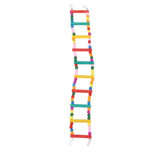 SOIMISS Bunte Vogelspielzeug Kletterleiter mit Perlen für Wellensittiche Papageien Kleinvögel Sicheres Holz Kauspielzeug Kletterspaß Treppe für Kleine Vögel von SOIMISS