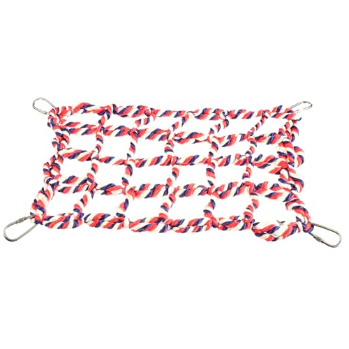 SOIMISS Buntes Kletternetz mit Schaukel für Kleintiere und Vögel Robustes Hängendes Kau für Hamster Papagei Sittich Eichhörnchen Fördert Geschicklichkeit und Beschäftigung von SOIMISS
