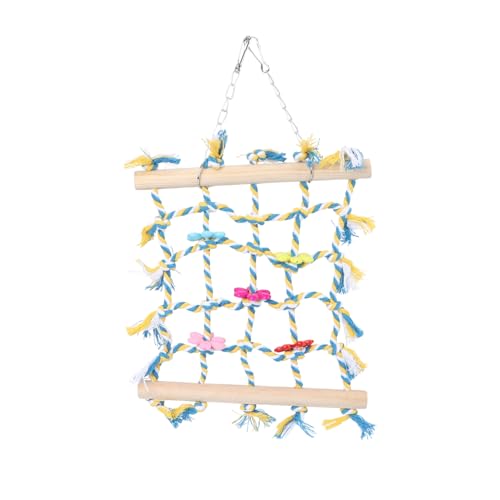 SOIMISS Buntes Papagei Kletternetz aus Natürlichem Holz Robustes Kauspielzeug für Vögel zum Krallen Schleifen Klettern und Geeignet für Wellensittiche Nymphensittiche und Käfigvögel von SOIMISS