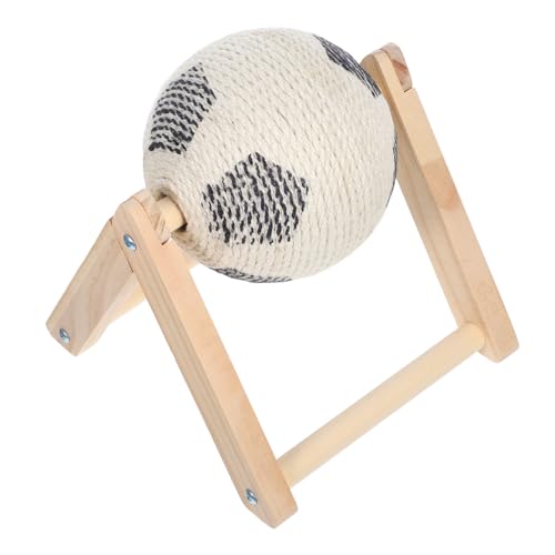 SOIMISS Cat Catch Ball Cat Crawling -Rahmen süßer Katzenkratzer Sisalball-Katzenkratzer Katze fußball Katzenspielzeug aus Sisalseil Neuheit Katzen Klauenkratzer Holz Hellbraun von SOIMISS