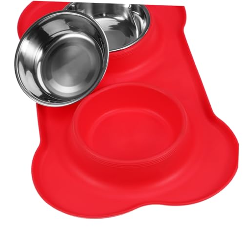 SOIMISS Doppelnapf aus Edelstahl mit Rutschfester Silikonmatte Auslaufsicheres Futter und Wassernapf für Hunde Katzen Welpen Spülmaschinenfest Premium Qualität Rot von SOIMISS