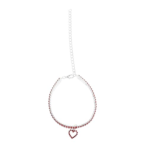 SOIMISS Dreireihiges Elastisches Hundehalsband mit Herzanhänger aus Strass Rotes Verstellbares Halsband für Kleine und Mittlere Haustiere für Besondere Anlässe von SOIMISS