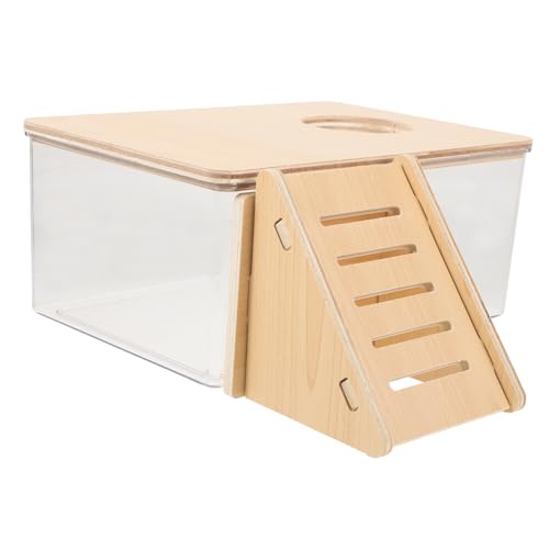 SOIMISS Hamster Sandbad Box Großes Sandbad Für Hamster Und Meerschweinchen Transparente Badebox Mit Holzleiter Sandbadleiter von SOIMISS