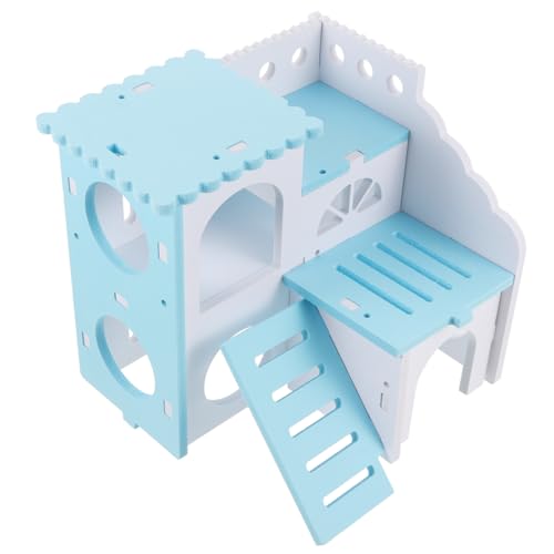 SOIMISS Hamster Versteck Haus für Kleine Haustiere Zweistöckiges Versteckspiel Stressabbau und Aktivitätsförderung Geeignet für Hamster Mäuse und Kleintiere Himmelblau von SOIMISS