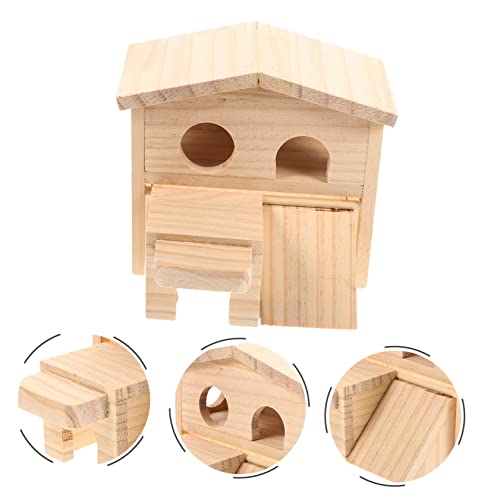 SOIMISS Holz Hamsterhaus Mehrschichtiges Versteck mit Großem Langlebiges Nager Spielhaus für Chinchillas und Kleine Haustiere Bequeme Rückzugsmöglichkeit und Nageschutz von SOIMISS
