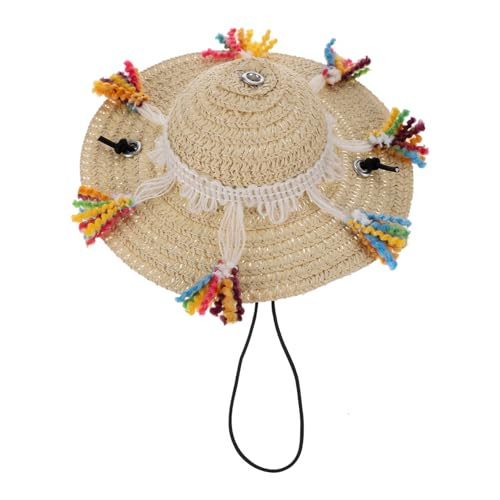 SOIMISS Hund Strohhut mit Quasten Leichter Sommerhut für Hunde und Katzen Dekorativer Partyhut für Karneval Fotorequisite und Festaccessoire Atmungsaktiv und Bequem Khaki von SOIMISS