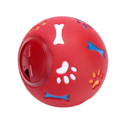 SOIMISS Hundespielzeug Leckerli Spender Ball Groß Rot Geruchlos Ungiftig Interaktives Trainingsspielzeug mit Milchduft Robustes Futterleckspiel für Mittelgroße und Große Hunde Einfach zu von SOIMISS