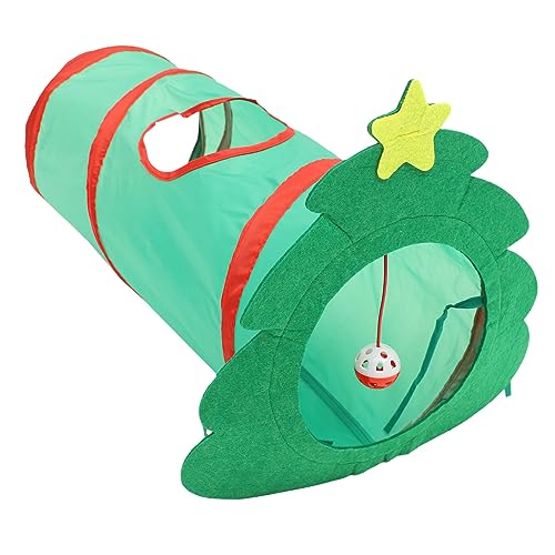 SOIMISS Katzentunnel Für Katzen Interaktives Kätzchenspielzeug Weihnachtsbaum Form Faltbarer Katzentunnel Für Drinnen Für Spielende Katzen Und Kätzchen Fördert Bewegung von SOIMISS