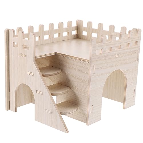 SOIMISS Kleines Holzhaus Für Hamster Doppellagiges Kletterspielzeug Und Versteck Aus Massivem Holz Als Hamster Und Nagerheim Natürliches Design von SOIMISS
