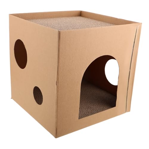SOIMISS Kratznest aus Langlebiger Wellpappe Quadratisch mit Großflächiger Kratzfläche Multifunktionales Katzenhaus und Loungematte Sicher für Katzen Krallenwetzen und Entspannen von SOIMISS