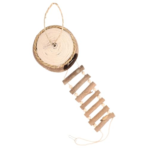 SOIMISS Natürliches Vogelnest Kokosnussschale Hängend mit Kletterleiter Leichtes Vogelhaus für Wellensittiche Hamster und Kleintiere Umweltfreundliches Coir Bird Nest Cage Outdoor von SOIMISS
