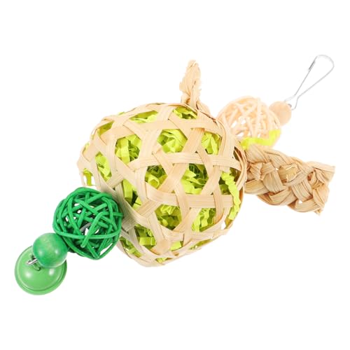 SOIMISS Sittichspielzeug Für Papageien Hängendes Vogelspielzeug Mit Glöckchen Natürliches Spielzeug Mit Papierschnitzeln Geeignet Für Nymphensittiche Und Kleine Vögel Zum Zerreißen Und Kau von SOIMISS