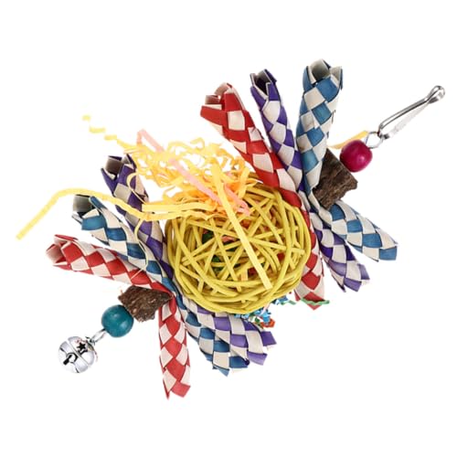 SOIMISS Papageienspielzeug aus Holz zum Kauen und Leichtes Hängespielzeug für Große Vögel Langlebiges Kauspielzeug für Papageien und Sittiche Geeignet für Vogelkäfig und Zufällige Farbe von SOIMISS