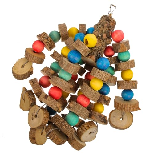 SOIMISS Papageienspielzeug aus Natürlichem Holz Großes Kauspielzeug für Papageien und Große Vögel Bunte Vogelkäfig Hängespielzeug mit Beweglichem Haken Fördert Beschäftigung und Gesundes von SOIMISS