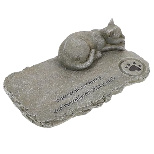 SOIMISS Pet Memorial Stein aus Langlebigem Harz Katzenförmige Grabstatue in Frostfestes Garten Personalisierbarer Haustier Gedenkstein zur Erinnerung an Geliebte Katzen von SOIMISS