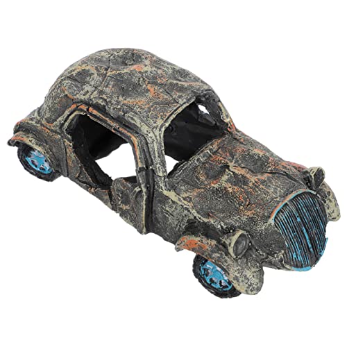 SOIMISS Resin Aquarium Ornament Auto Wrack Form Fischhöhle Dekoration Sicheres Harz Tischdeko Verstecktes Versteck für Garnelen für Aquarien und Teiche von SOIMISS