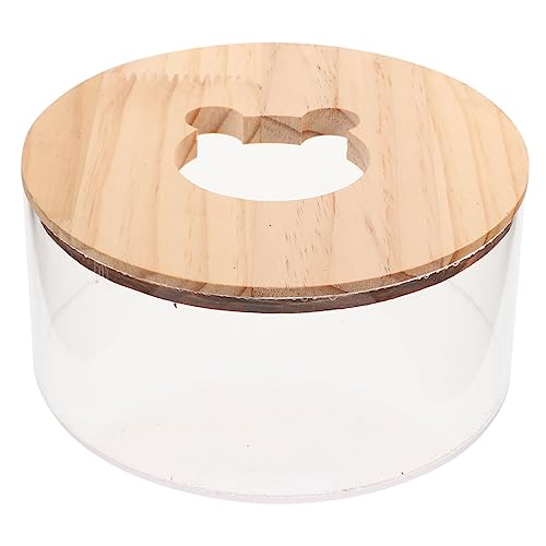 SOIMISS Transparente Hamster Badewanne mit Holzdeckel Badewanne für Meerschweinchen und Ratten als Toiletten und Sandbad für Kleintiere von SOIMISS