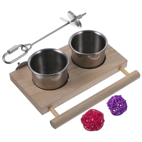 SOIMISS Vogelfutterschale mit Fruit Fork und Spielball Stabiler Futter und Wasserspender für Papageien Wellensittiche und Kleintiere Vielseitiges Käfigzubehör für Zufällige Farbe von SOIMISS