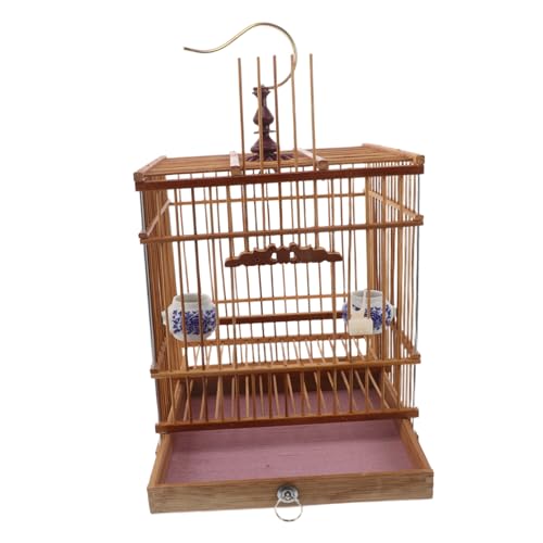 SOIMISS Vogelkäfig Rechteckig mit Haken und Herausnehmbarem Boden Kleiner Handgefertigter Käfig für Wellensittiche Kanarienvögel und Zosterops Vintage Naturhabitat in Carbon von SOIMISS