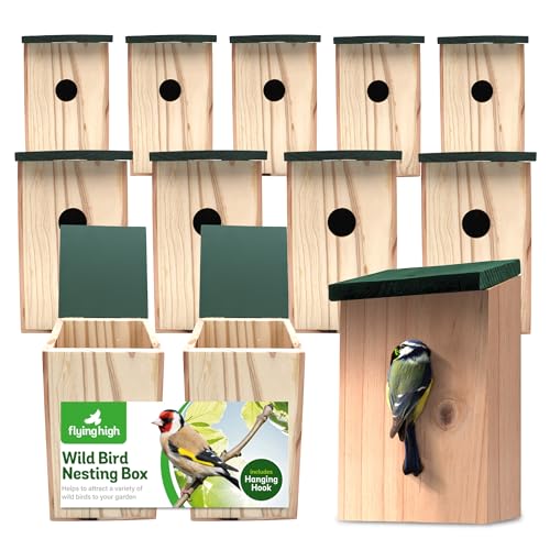 12pcs Holz Nistkasten Erstellen Sie einen schönen Nistkästen für Wildvögel, Ideale Vogelbox und Rotkehlchen Nistkasten für Garten, Vogelnest Box Natur aussehende Vogelkästen Garten Kleine Vögel Nest + von SOL
