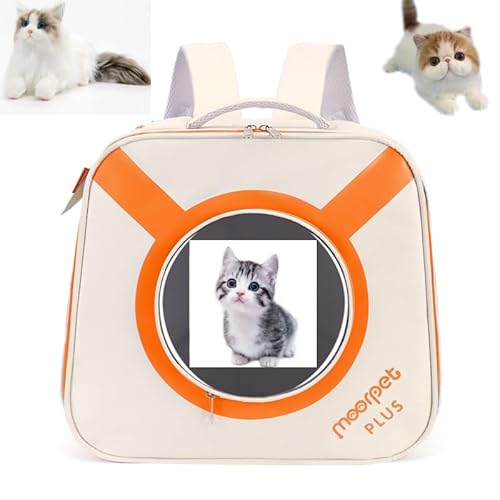 SOLAPOLLO Outdoor Katze Handtasche, Transparent Tragbar Atmungsaktiv Katzenrucksack 46 * 28 * 28 cm (Orange) von SOLAPOLLO