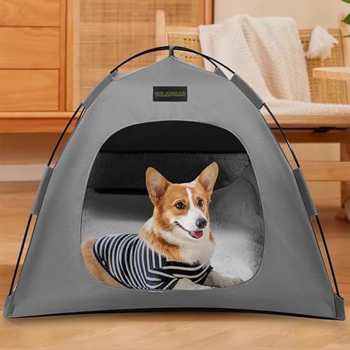 SOLAPOLLO Haustier Zelt Nester, Katze und Hund Zelt,Vier Jahreszeiten Universal, Abnehmbar, Faltbar, Tragbar, Outdoor Reise Sonnenschirm(Grau, M) von SOLAPOLLO