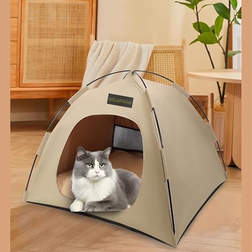 SOLAPOLLO Haustier Zelt Nester, Katze und Hund Zelt,Vier Jahreszeiten Universal, Abnehmbar, Faltbar, Tragbar, Outdoor Reise Sonnenschirm (Khaki, S) von SOLAPOLLO