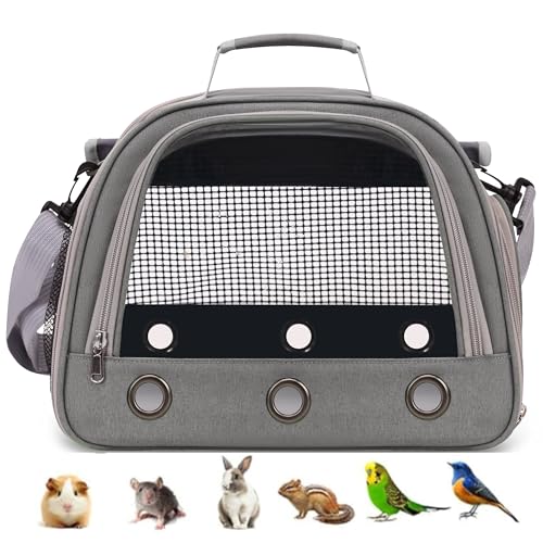 SOLAPOLLO Tragetasche für Papageien, atmungsaktiv, für Hamster, Reisetasche, Outdoor, Kaninchen, Igel, Vogel, tragbare Handtasche (grau) von SOLAPOLLO