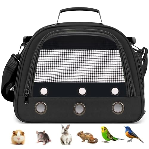 SOLAPOLLO Tragetasche für Papageien, atmungsaktiv, für Hamster, Reisetasche, Outdoor, Kaninchen, Igel, Vogel, tragbare Handtasche (schwarz) von SOLAPOLLO