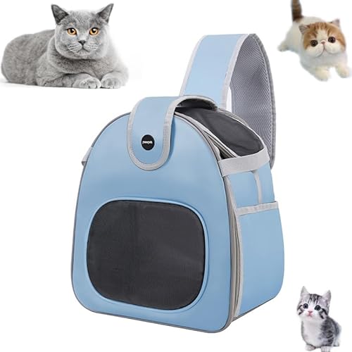 SOLAPOLLO Pet Carrier Crossbody Bag für kleines Haustier Bis zu 20 lbs Head-Out Sling Bag Welpen Katze Tragetasche für Wandern, Camping oder Reisen (blau) von SOLAPOLLO