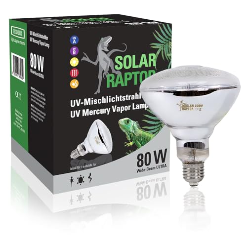 SOLAR RAPTOR UV Mischlichtstrahler 80W Metalldampflampe für Terrarien, Terrarienstrahler mit UV-A und UV-B Strahlung… von SOLAR RAPTOR