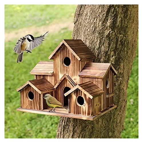 Vogelhaus aus Holz for Aufhängen im Freien, handgefertigtes Kolibri-Haus mit 6 Löchern, großer Vogelhaus-Nistkasten for Bluebird Finch Cardinals for den Hinterhof Vogelhaus aus Holz for Aufhängen im Freien, handgefertigtes Kolibri-Haus mit 6 Löchern, großer Vogelhaus-Nistkasten for Bluebird Finch Cardinals for den Hinterhof von SOLBUM