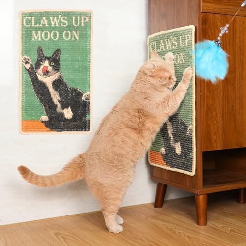 SOLDAY Kratzmatte Katze für Boden, Wand, Teppich, Couchmöbel, 56x33 cm Anti-Kratzer Möbel Schutz, Kratzbrett mit Klettverschluss (Kuhkatze) von SOLDAY