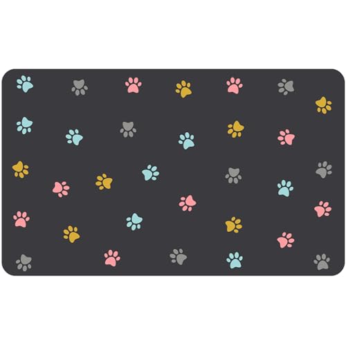 Petfood mat, 50 x 30 cm voerbakmat, siliconen petfood mat, waterafstotend Anti-Slip petfood mat (donkergrijs) von SOLDAY