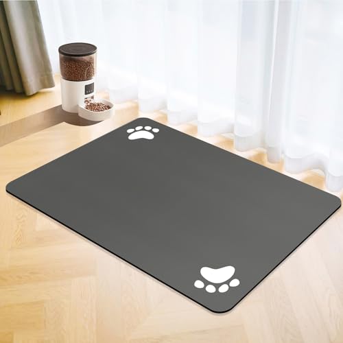 Napfunterlage Hund,rutschfest Super Saugfähige Futtermatte Napfunterlage,Matte-Futterunterlage für Katzen und Hunde,Saugfähige Schnelltrocknend Katzenmatte Hundematte (Dunkelgrau, 60x120cm) von SOLIC