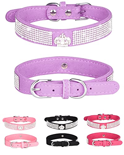 Bling Hundehalsband für kleine, mittelgroße und große Hunde, Kronen-Strass-Hundehalsband für Mädchen und Jungen, Diamant-Welpenhalsband, verstellbares Leder-Wildleder, SOFE-Katzenhalsband (S27 cm - 33 Bling Hundehalsband für kleine, mittelgroße und große Hunde, Kronen-Strass-Hundehalsband für Mädchen und Jungen, Diamant-Welpenhalsband, verstellbares Leder-Wildleder, SOFE-Katzenhalsband (S27 cm - 33 von SOLMOONY