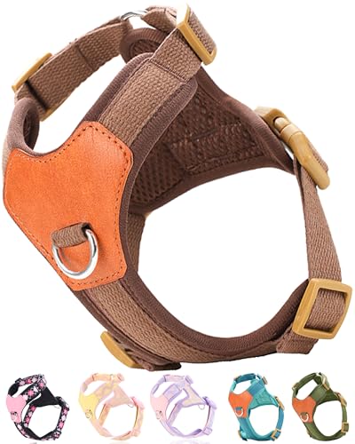 Hundegeschirr für große Hunde, kein Ziehen, Hundegeschirr mit 2 Leinenclips, Welpengeschirr, Hundewestengeschirr (Braun, L) von SOLMOONY