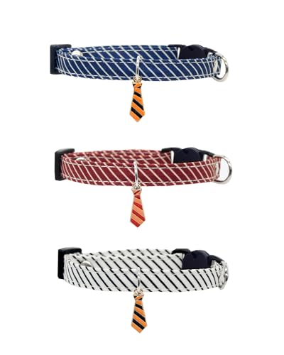 SOLMOONY Katzenhalsband, klassisch, gestreift, verstellbar, 19,8–30 cm, niedliche Krawatten, für Hochzeit, formelle und Party, 3 Stück von SOLMOONY