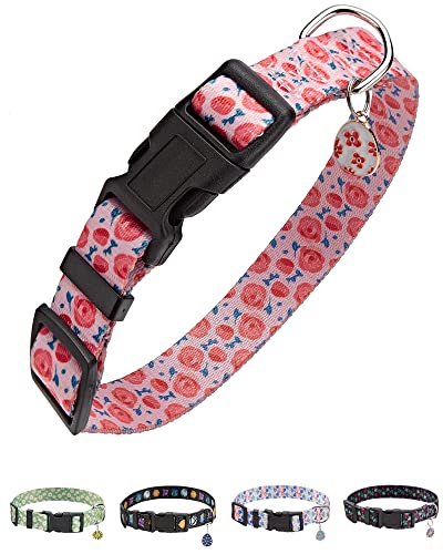 Solmoony Niedliches Hundehalsband für kleine Hunde, kleines Hundehalsband für Weibliche und männliche Junge und Mädchen Hundehalsbänder, männliche und weibliche Hundehalsbänder (L, Rot) von SOLMOONY