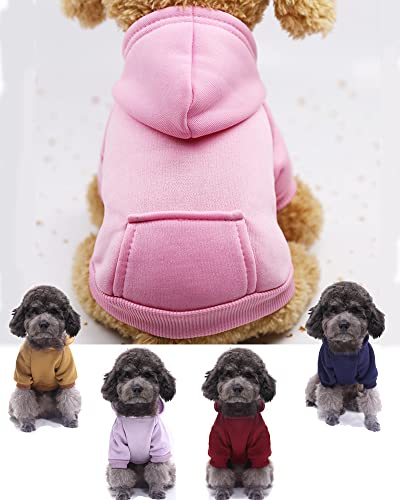 Winter Hundemäntel für kleine Hunde, Hund Hoodie für kleine Hunde, Chihuahua Kleidung, Französische Bulldogge Kleidung, Hundekleidung für kleine Hunde Junge, Mädchen, Hund Sweatshirt.(Rosa, S) von SOLMOONY