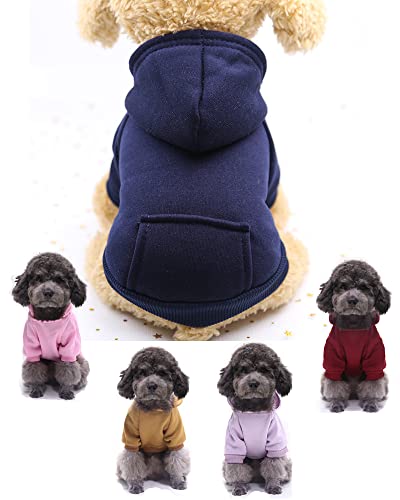 Winter Hundemäntel für kleine Hunde, Hund Hoodie für kleine Hunde, Chihuahua Kleidung, Französische Bulldogge Kleidung, Hundekleidung für kleine Hunde Junge Mädchen Hund Sweatshirt (Blau, XL) von SOLMOONY