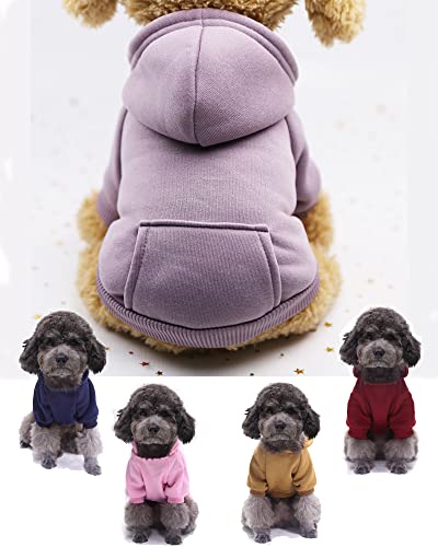 Winter Hundemäntel für kleine Hunde, Hund Hoodie für kleine Hunde, Chihuahua Kleidung, Französische Bulldogge Kleidung, Hundekleidung für kleine Hunde Junge Mädchen Hund Sweatshirt.(Lila, L) von SOLMOONY