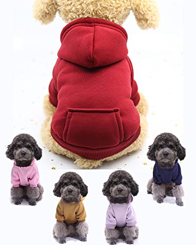 Winter Hundemäntel für kleine Hunde, Hund Hoodie für kleine Hunde, Chihuahua Kleidung, Französische Bulldogge Kleidung, Hundekleidung für kleine Hunde Junge Mädchen Hund Sweatshirt.(Rot, L) von SOLMOONY