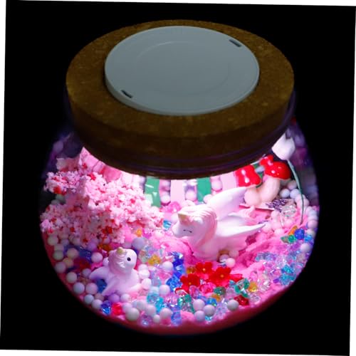 SOLUSTRE 1 Satz DIY Einhorn Terrarium mit Leuchte Unvollendete Flasche für Kreative Projekte Miniatur Garten im Fläschchen für Wohnaccessoires und Dekoration von SOLUSTRE