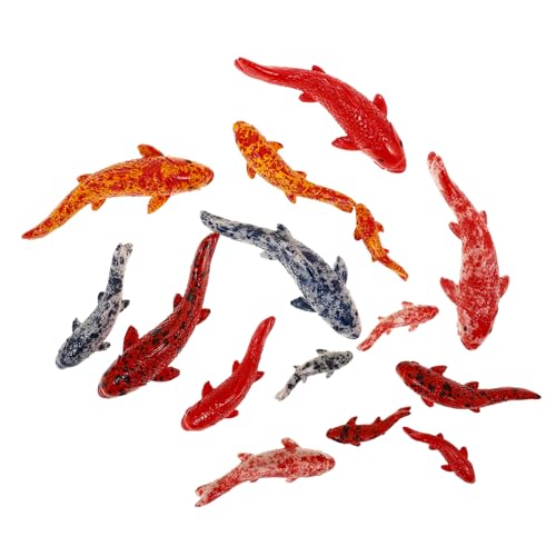 SOLUSTRE 15 Stück Miniatur Fischfiguren Teiliges Realistische Koi Fisch Dekoration für Aquarien und DIY Landschaften Hochwertige Resin Figuren für Kreative Fisch Tanks und Garten Deko von SOLUSTRE