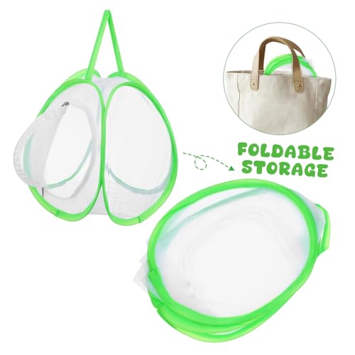SOLUSTRE 2 Stück Tragbares Schmetterlingsgehege mit Mesh Netz Großer Kapazität Leichter und Faltbarer Käfig mit Reißverschluss Atmungsaktiv und Transparent Geeignet für Raupen Insekten und von SOLUSTRE