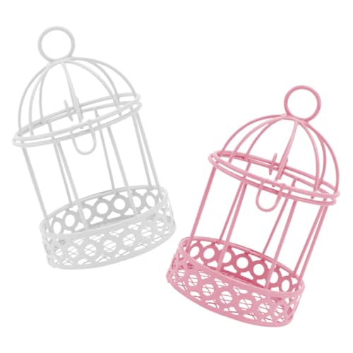 SOLUSTRE 2 Stück Vintage Vogelkäfig Kerzenhalter Teiliges Mini Draht Vogelkäfig Laterne zum Hängen und Stellen Farbenfrohe Tischdekoration für Hochzeit Party und Wohnraum mit Nostalgischem von SOLUSTRE